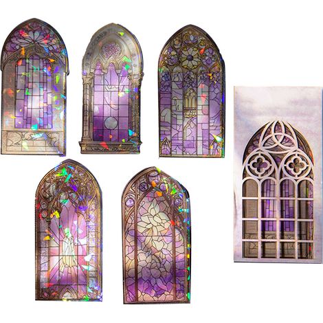 Lot de 10 autocollants décoratifs vintage pour cadres de fenêtres, en PET, pour scrapbooking, albums et agendas. Décorations à faire soi-même. Couleur : violet. (1/5)