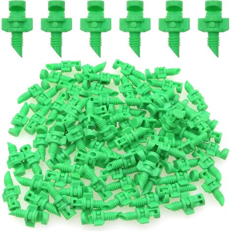 200 unidades de aspersores de riego por goteo, mini cabezales de aspersión, dispositivo de riego de 180° (verde) (1/5)