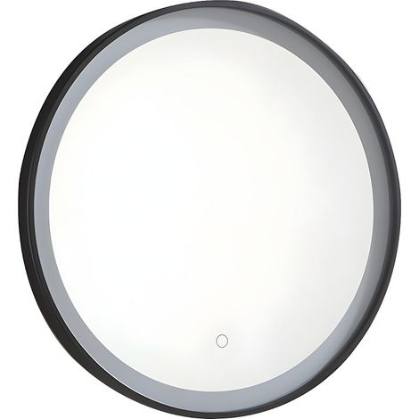 Specchio per bagno luminoso tondo a LED Nero - L60 x H60 cm - NUMEA