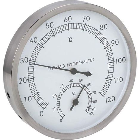 Thermometer-Hygrometer aus Edelstahl, Thermo-Hygrometer, Zubehör für Saunaausrüstung im Innenbereich (1/5)