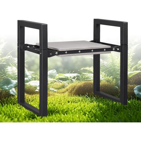Folding Garden Bench - Extra Large 31cm Seat - With Comfortable Padding - Ideal for Gardening, Camping and Fishing - Gift for Gardeners - Black (1/5)