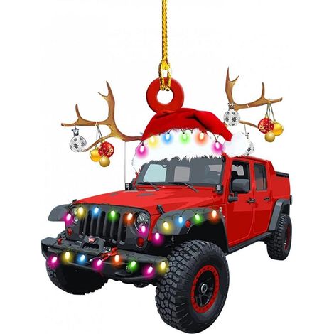 Sapin de Noël en bois décoratif : camion, bateau à vapeur, pelleteuse, camion de pompier, jeep, suspension pour fête de Noël et cadeau familial (1/5)
