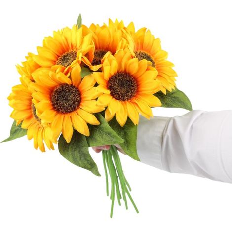 15 tournesols artificiels, bouquets de fleurs artificielles avec tiges-Online Store (1/5)