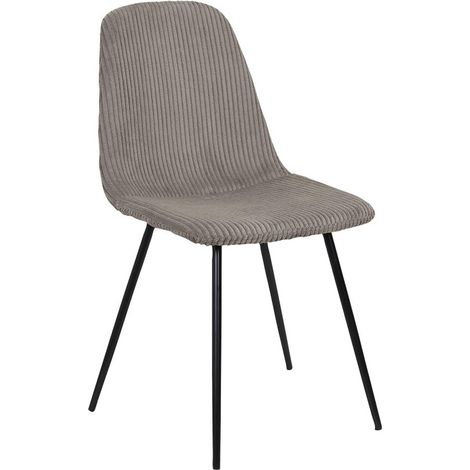 Chaise en Velours Côtelé Taupe et Piètement en Métal Noir - Chaise de Salon, Salle à Manger - Livraison gratuite