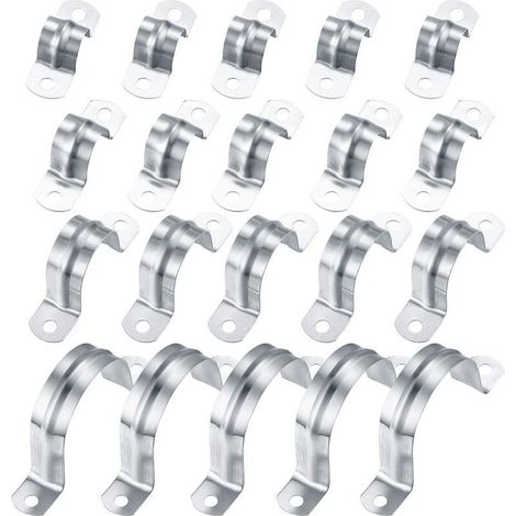 20 Pièces Tuyau Clips 304 Acier Inoxydable, 16mm/20mm/32mm/50mm U-Tube Pince Anneau pour Fixation, Collier de Serrage pour Tuyaux de Gaz Tuyaux en Plastique Tuyaux en Acier (1/4)