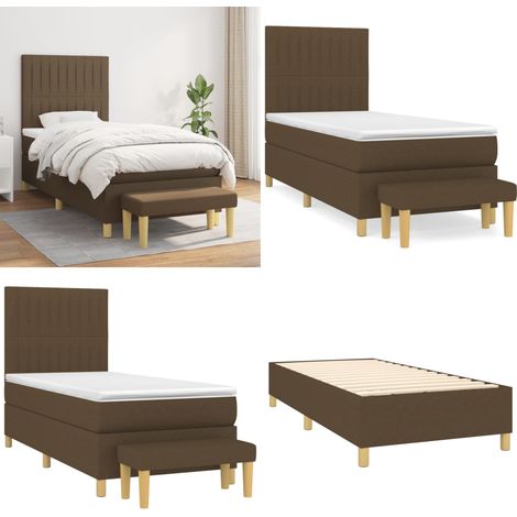Boxspringbett mit Matratze Dunkelbraun 100x200 cm Stoff - Boxspringbett - Doppelbett - Bettenrahmen - Matratze - Bettzeug - Home & Living (1/5)