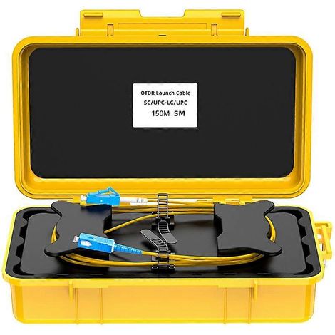 Boîtier de câble de lancement OTDR à fibre optique 150 m, anneau de fibre optique, boîtier de transmission OTDR, éliminateur de zone morte SC/UPC-LC/UPC (1/5)
