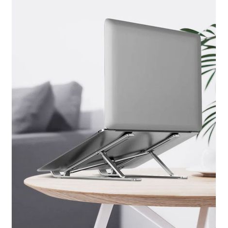 Support Ordinateur Portable - Aluminium - Réglable en Hauteur - Ventilé - Ergonomique - Pour Bureau Maison et Bureau à Domicile - 1 Pièce (1/3)