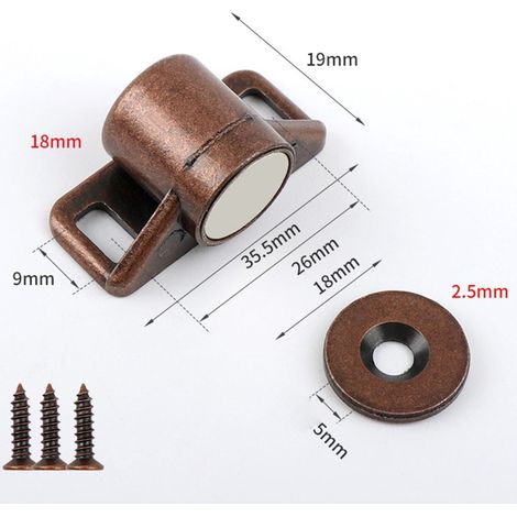 Latch Magnetique - Pour Porte De Meuble - Alliage De Zinc - 35 5 X 19 Mm - Argent Or Bronze Vert Rouge Gris - 1 Pièce (1/4)