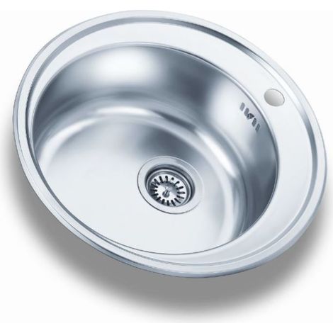 Edelstahlspüle 520 mm 1 Becken inkl. Siebkorbventil Überlauf