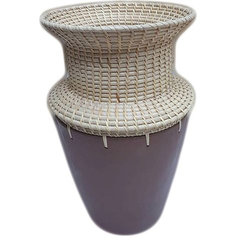 Vase terracotta finition rotin pour déco élégante - Terracotta finition naturelle et élégante