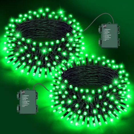 Confezione da 2 luci a catena per Halloween da 5 m, 100 LED verdi, con 8 modalità timer, impermeabili e alimentate a batteria, per decorazioni esterne. (1/5)