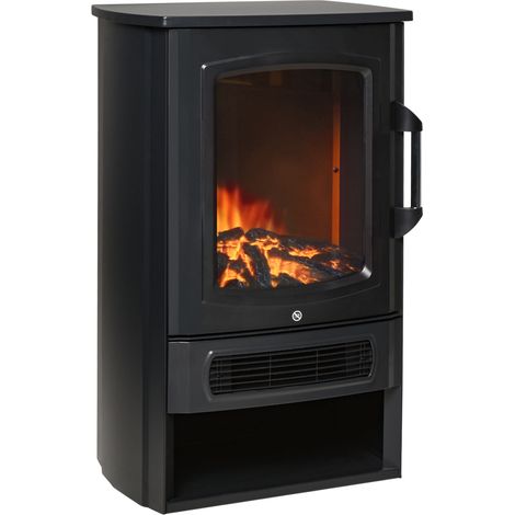 Cheminée électrique avec effet de flamme réaliste, thermostat, 1000 W / 2000 W pour des pièces jusqu'à 25 m², noir 44,5 x 32,1 x 74 cm (1/5)