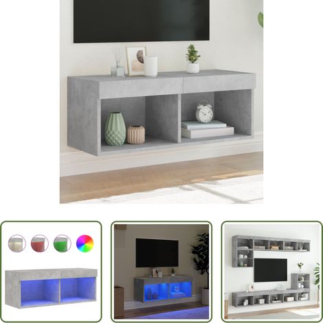 LED-Leuchten - TV-Schrank mit LED-Leuchten Betongrau 80x30x30 cm (1/5)