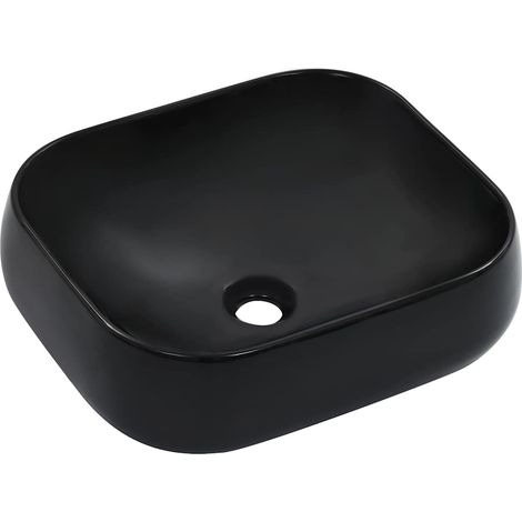 143906 vidaXL Wash Basin 44,5x39,5x14,5 cm Ceramic Black (1/5)