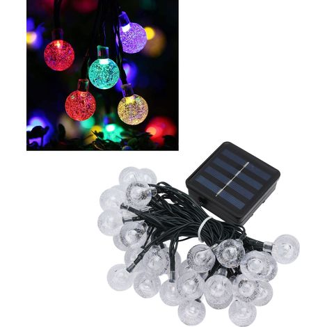 30 LED-Solar-Lichterketten, Lichterketten mit Kristallkugeln für den Außenbereich, wasserdichte runde Lichterketten, dekorative Gartenlichterketten, bunte Lichter (1/5)
