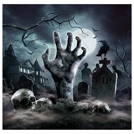 Tovaglioli di carta CIMITERO Uomo morto Zombie Halloween Compleanno 33x33cm 20 pezzi (1/3)