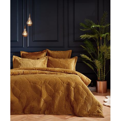 Ensemble de housse de couette matelassée Palmeria pour lit king size, polyester, doré, Or (1/4)