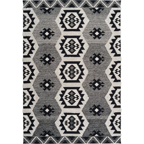 Tapis Coupe 3D à Poils Courts "Ethnie" Gris 80 x 150 cm (1/4)