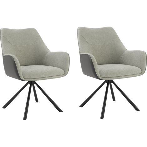 CHITA Polsterstuhl 2er Set, 360° drehbar, ergonomisch mit Rückenlehne, Kunstleder, Chenille, OEKO-TEX, Metallgestell, Esszimmerstuhl, Bürostuhl, Küchenstuhl, 4-Fuß-Stuhl