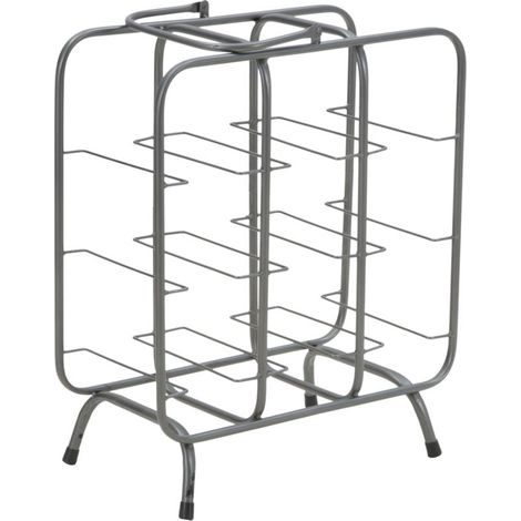 Porta Bottiglie Rack Quadrato 9 Posti 40x23x47,5 cm in Ferro Grigio (1/5)