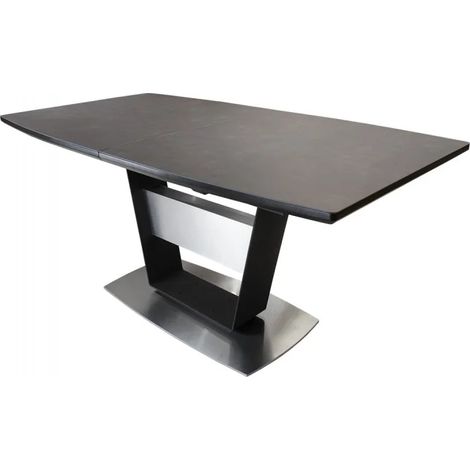 Table extensible 160 à 210 cm céramique gris anthracite – Pied central en métal – Résistante aux rayures et aux taches – Pour jusqu'à 10 personnes – Meubletmoi (1/5)