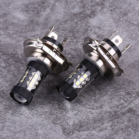 2 Ampoules LED H4 12V-24V 80W Ultra Puissantes, Lumière Blanche pour Feux de Brouillard et Jour, Lot de 2 (1/5)