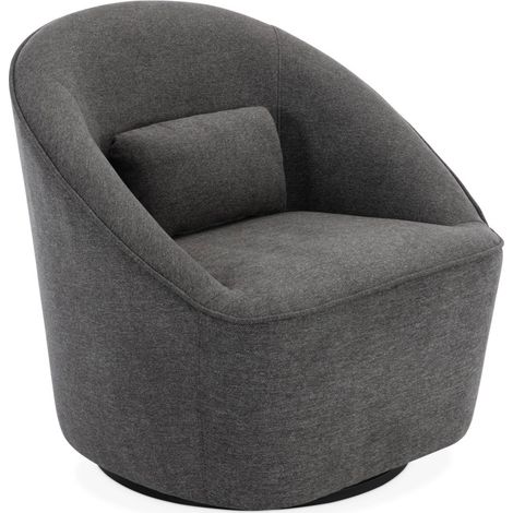 sweeek - Drehsessel 360 mit Kissen, Stoffbezug LANA, Stoff, Dunkelgrau