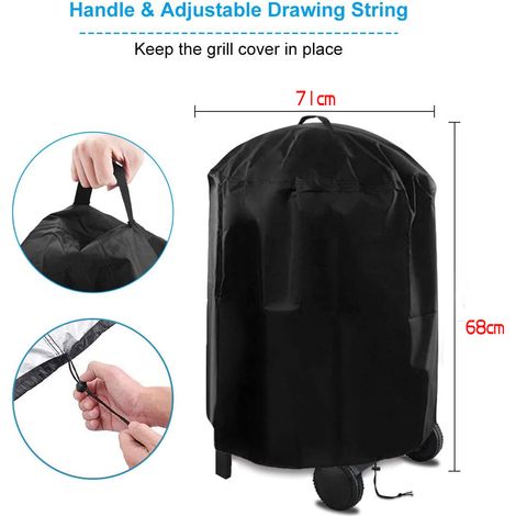 Housse De Barbecue Ronde - Bâche De Protection Résistante De 420d Oxford BBQ À Gaz - Imperméable, Coupe-Vent, Anti-UV - Résistant À La Déchirure (1/5)