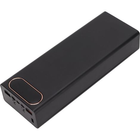 Power Bank 22.5W Portable avec Charge Rapide et Écran LCD - Étui pour 20 Batteries 18650 - Noir