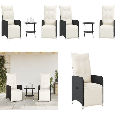 Outdoor-Lehnstühle 2 Stk. mit Tisch Schwarz Poly-Rattan - Gartenmöbel - Lounge Sessel - Rattan Möbel - Gartenset - Esstisch Set - Home & Living (1/5)