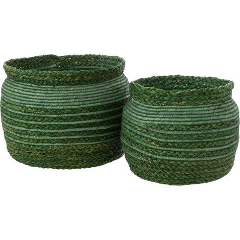 Lot de 2 Paniers Tressés "Fabian" 38cm Vert (1/2)