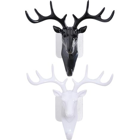 CSPARKV Pack de 2 ganchos para abrigos con forma de ciervo, ganchos para guardar llaves, ganchos decorativos personalizados, ganchos para abrigos con forma de animal, ganchos para bolsos, adecuados pa