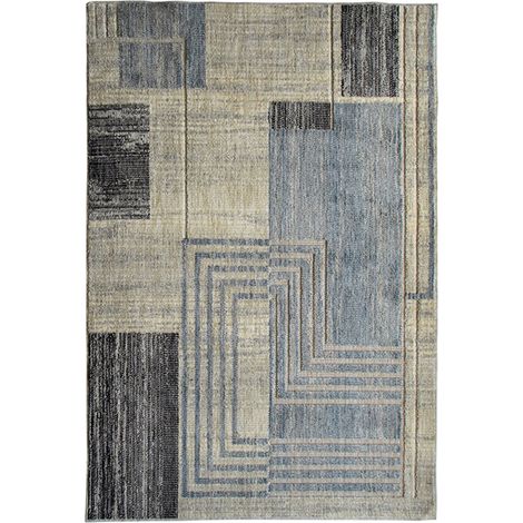 RECYCLE PROCESSEUR - Tapis extra-doux motif processeur ecru bleu 120x170 (1/5)