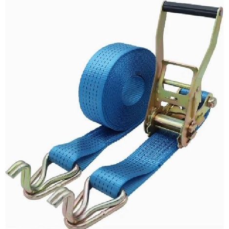 Ratschen-Spanngurt (mit Haken), komplettes Set Doppelhaken-Spanngurte, 5T, blau, 5 Tonnen Zugkraft, 8 Meter (1/5)
