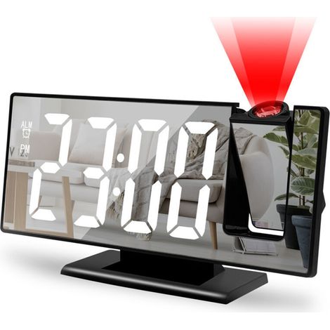 Horloge digitale chambre avec projecteur, affichage 12/24h luminosité réglable (1/4)