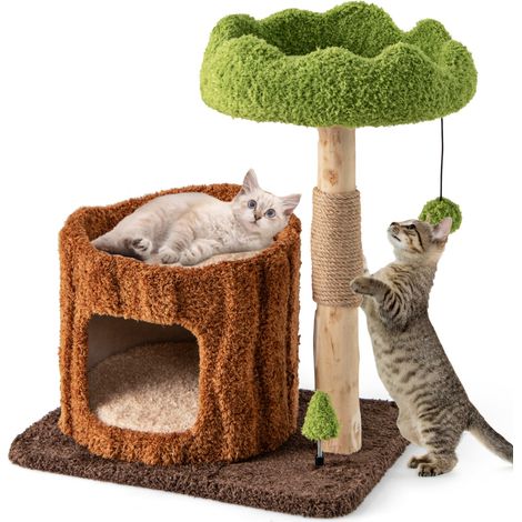 Albero per gatti multifunzionale con pali per graffiare, Torre per gatti moderna con piattaforma rotonda ampia (1/4)