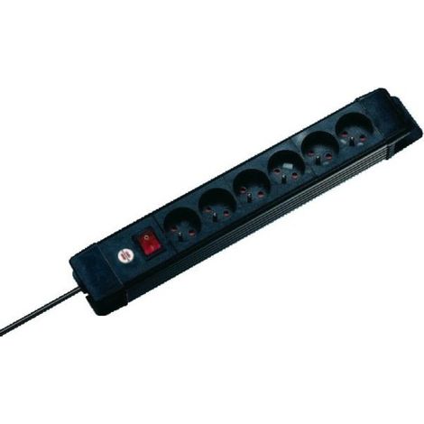 Extensor de regleta premium plus de 6 tomas negro con interruptor