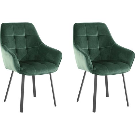 Poppy-Fauteuil Pack de 2 en velours vert foncé