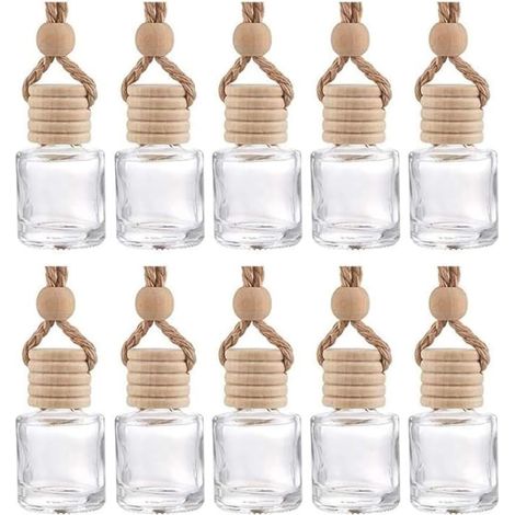 Diffuseur Suspendu De Voiture Bouteilles De Parfum en Verre Vide Désodorisant Bouteille Pendentif Huile Aromathérapie Retroviseur Décor (1/5)