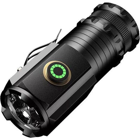 Lampe torche LED rechargeable, ultra puissante, 5 modes d'éclairage, 3 perles, petite lampe de poche (1/5)