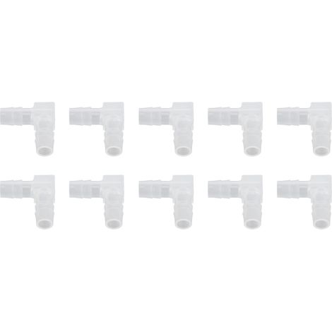 Lot de 10 coudes à 90° pour tuyau d'aquarium, raccords cannelés en plastique, forme en L, 8 mm. (1/5)