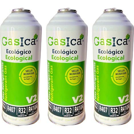 Pack 3 Envases SUMGAS  Refrigerante Ecológico Orgánico  Sustituto R22 R410A R32 R407C  Gas No Fluorado de Alta Eficiencia
