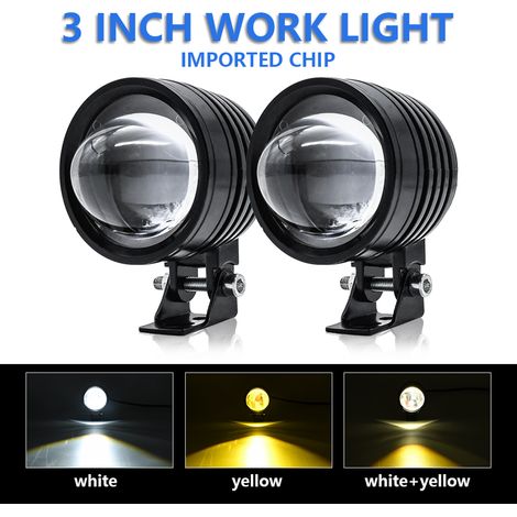 Fari fendinebbia a LED per moto, 2 pezzi, bianchi e ambra, 60W 6000LM, faretti per auto, trattore, camion, ATV, SUV, barca