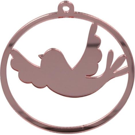 Boule de Noël - Artemio - Oiseaux - Acrylique - 10 cm - Rose Gold/Argenté
