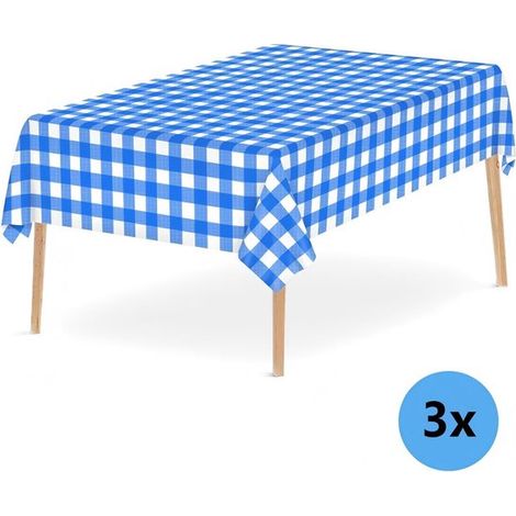 Paquete de 3 manteles de plástico - ideales para fiestas, cenas y bufés de boda - mantel rectangular - 137 x 274 cm - Azul oscuro (1/5)