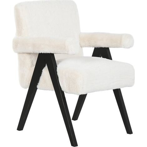 Butaca Madera 54X64X86 Pelo Blanco (1/5)