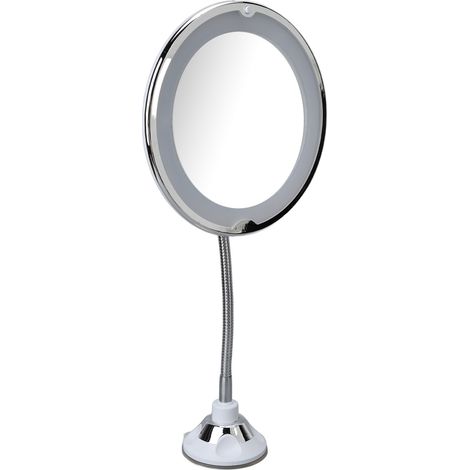 Miroir de maquillage à ventouse de 20 cm avec grossissement 10x et lumière LED blanche. Miroir cosmétique à ventouse grossissant 10x pour le maquillage. (1/5)