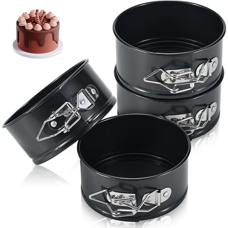 4 Moule à gâteau, Acier au carbone, Fond amovible, Antiadhésif, Étanche, Pour cheesecake, Pizza, Quiche (1/5)