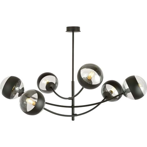 Plafoniera Contemporaneo Oceano Acciaio Nero 6 Luci E14 Ip20 (1/5)
